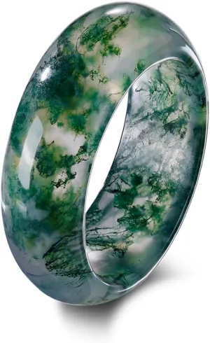 Natural Moss Agate Ring for Women & Men Natural Green Gemstone Rings Agate Jewelry Gift