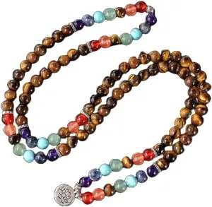 Natural multi gemstone 8mm 108 Mala Beads, Spiritual, Meditation Beads, Reiki, Japa Mala, Buddhist Prayer Beads, Yoga Bracelet, healing beads LKMALA-RRGU-1514