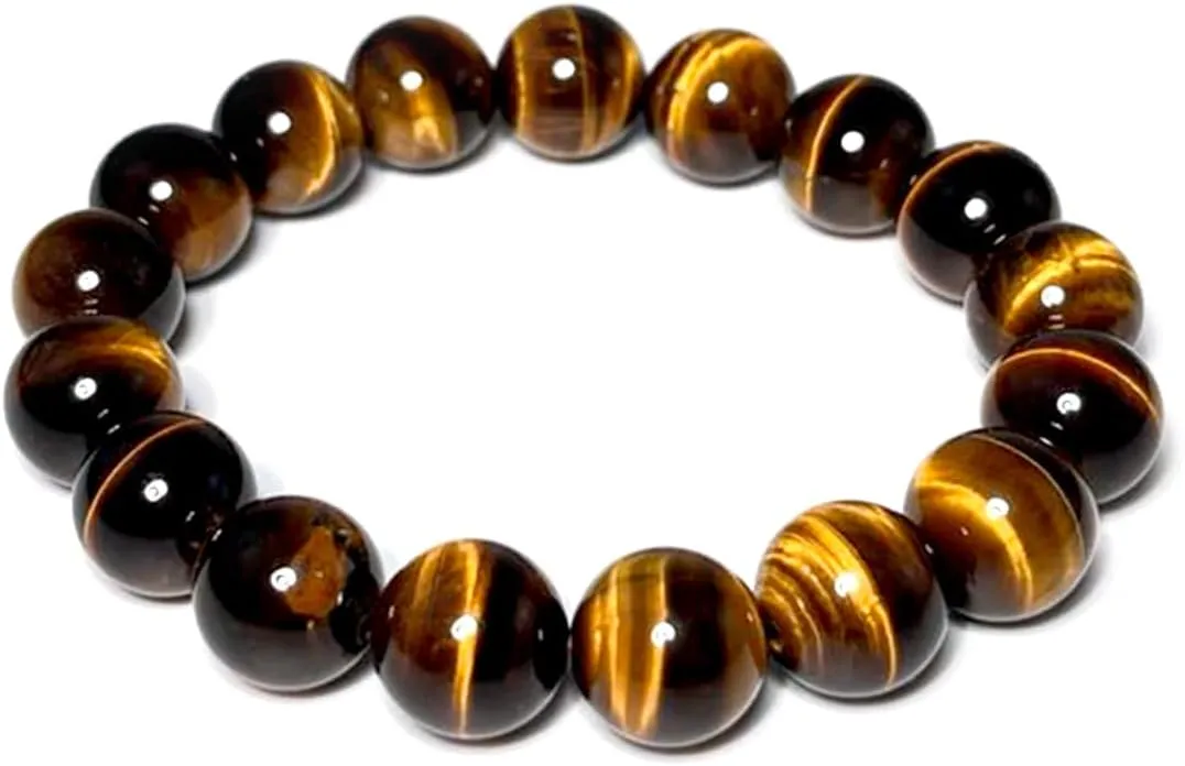 Natural obsidian crystal bracelet,Tigers eye black obsidian 10/12/13mm beads bracelet for men and women, Jewelry Healing elasticized Bracelets Bring Luck and happyness Prosperity.Mom/Dad/Wife/Employee gift