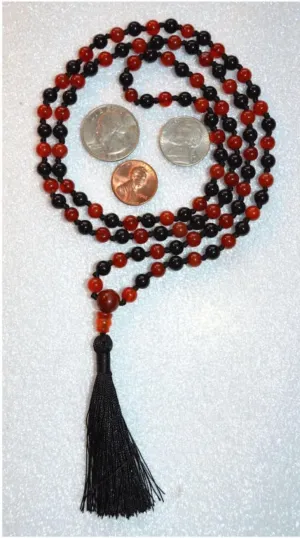 Natural Onyx & Carnelian 6mm 108 Mala Beads, Spiritual, Meditation Beads, Reiki, Japa Mala, Buddhist Prayer Beads, Yoga Bracelet, healing beads LKMALA-RRGU-1737