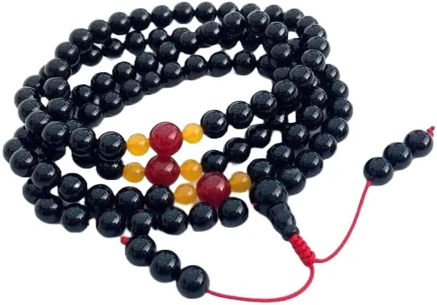 Natural onyx,red jade, topaz 8mm 108 Mala Beads, Spiritual, Meditation Beads, Reiki, Japa Mala, Buddhist Prayer Beads, Yoga Bracelet, healing beads LKMALA-RRGU-1593