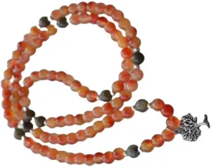 Natural Orange Fire Brick Agate Labradorite 8mm 108 Mala Beads, Spiritual, Meditation Beads, Reiki, Japa Mala, Buddhist Prayer Beads, Yoga Bracelet, healing beads LKMALA-RRGU-1709