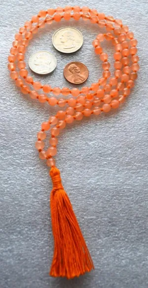 Natural Orange Jade 6mm 108 Mala Beads, Spiritual, Meditation Beads, Reiki, Japa Mala, Buddhist Prayer Beads, Yoga Bracelet, healing beads LKMALA-RRGU-1787
