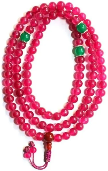 Natural purple Quartz,green jade 8mm 108 Mala Beads, Spiritual, Meditation Beads, Reiki, Japa Mala, Buddhist Prayer Beads, Yoga Bracelet, healing beads LKMALA-RRGU-791