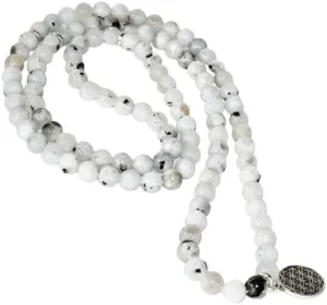 Natural Rainbow Moonstone 8mm 108 Mala Beads, Spiritual, Meditation Beads, Reiki, Japa Mala, Buddhist Prayer Beads, Yoga Bracelet, healing beads LKMALA-RRGU-305
