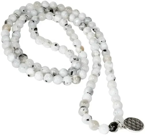Natural Rainbow Moonstone 8mm 108 Mala Beads, Spiritual, Meditation Beads, Reiki, Japa Mala, Buddhist Prayer Beads, Yoga Bracelet, healing beads LKMALA-RRGU-305