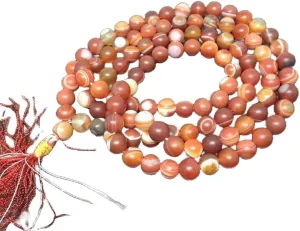 Natural Red Sulemani Agate 8mm 108 Mala Beads, Spiritual, Meditation Beads, Reiki, Japa Mala, Buddhist Prayer Beads, Yoga Bracelet, healing beads LKMALA-RRGU-335, 34 inch