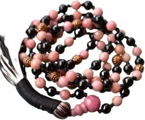 Natural Rhodonite and Black Tourmaline 8mm 108 Mala Beads, Spiritual, Meditation Beads, Reiki, Japa Mala, Buddhist Prayer Beads, Yoga Bracelet, healing beads LKMALA-RRGU-1869