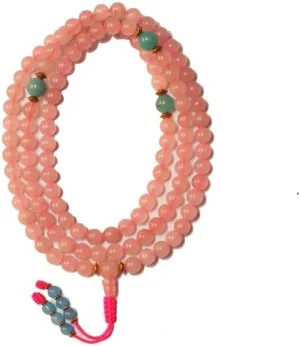 Natural rose quartz, blue jade 8mm 108 Mala Beads, Spiritual, Meditation Beads, Reiki, Japa Mala, Buddhist Prayer Beads, Yoga Bracelet, healing beads LKMALA-RRGU-887