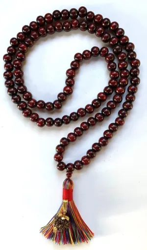 Natural Rosewood , rudraksh 6mm 108 Mala Beads, Spiritual, Meditation Beads, Reiki, Japa Mala, Buddhist Prayer Beads, Yoga Bracelet, healing beads LKMALA-RRGU-1867