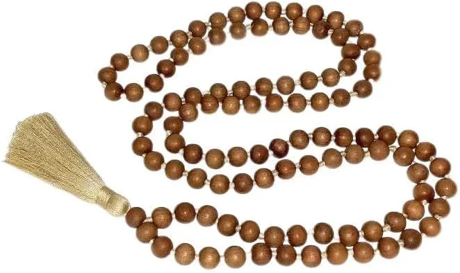 Natural Sandalwood 8mm 108 Mala Beads, Spiritual, Meditation Beads, Reiki, Japa Mala, Buddhist Prayer Beads, Yoga Bracelet, healing beads LKMALA-RRGU-1722