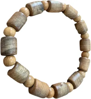 Natural Sandalwood Beaded Stretch Bracelet, Wooden Prayer Mala