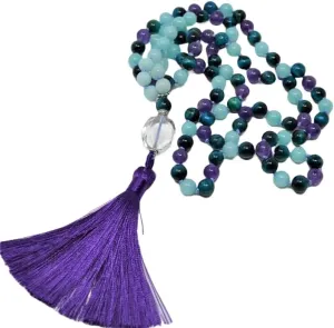 Natural SERENITY Jade, Tiger Eye, Amethyst 8mm-4x4mm 108 Mala Beads, Spiritual, Meditation Beads, Reiki, Japa Mala, Buddhist Prayer Beads, Yoga Bracelet, healing beads LKMALA-RRGU-369