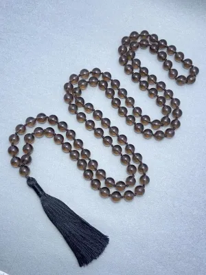 Natural Smoky Quartz 8mm 108 Mala Beads, Spiritual, Meditation Beads, Reiki, Japa Mala, Buddhist Prayer Beads, Yoga Bracelet, healing beads LKMALA-RRGU-3667