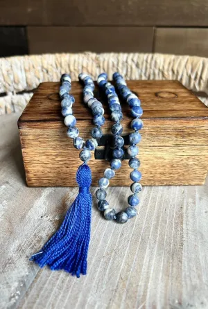 Natural Sodalite 8mm 108 Mala Beads, Spiritual, Meditation Beads, Reiki, Japa Mala, Buddhist Prayer Beads, Yoga Bracelet, healing beads LKMALA-RRGU-535