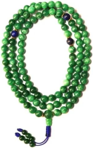Natural Taiwanese Jade, lapis lazuli 8mm 108 Mala Beads, Spiritual, Meditation Beads, Reiki, Japa Mala, Buddhist Prayer Beads, Yoga Bracelet, healing beads LKMALA-RRGU-908