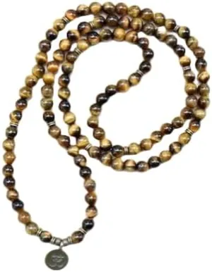 Natural Tiger eye 6mm 108 Mala Beads, Spiritual, Meditation Beads, Reiki, Japa Mala, Buddhist Prayer Beads, Yoga Bracelet, healing beads LKMALA-RRGU-3384