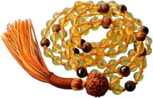 Natural Tiger Eye,Citrine, rudraksh 8mm 108 Mala Beads, Spiritual, Meditation Beads, Reiki, Japa Mala, Buddhist Prayer Beads, Yoga Bracelet, healing beads LKMALA-RRGU-1891