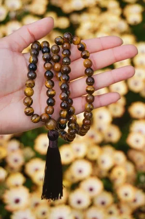 Natural Tiger's Eye 8mm 108 Mala Beads, Spiritual, Meditation Beads, Reiki, Japa Mala, Buddhist Prayer Beads, Yoga Bracelet, healing beads LKMALA-RRGU-3707