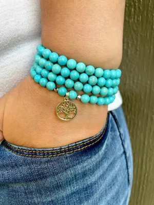 Natural Turquoise 6mm 108 Mala Beads, Spiritual, Meditation Beads, Reiki, Japa Mala, Buddhist Prayer Beads, Yoga Bracelet, healing beads LKMALA-RRGU-1280