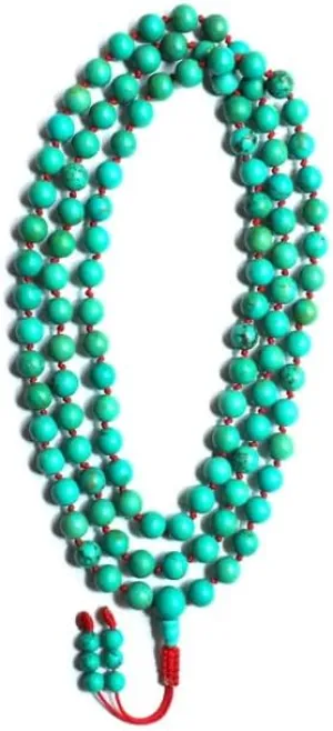 Natural Turquoise 8mm 108 Mala Beads, Spiritual, Meditation Beads, Reiki, Japa Mala, Buddhist Prayer Beads, Yoga Bracelet, healing beads LKMALA-RRGU-740