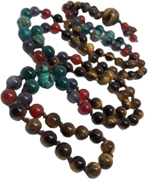 Natural turquoise, apatite, Iolite, carnelian, tigers eye 6mm-10mm 108 Mala Beads, Spiritual, Meditation Beads, Reiki, Japa Mala, Buddhist Prayer Beads, Yoga Bracelet, healing beads LKMALA-RRGU-457