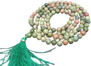 Natural Unakite 8mm 108 Mala Beads, Spiritual, Meditation Beads, Reiki, Japa Mala, Buddhist Prayer Beads, Yoga Bracelet, healing beads LKMALA-RRGU-290, 34 inch