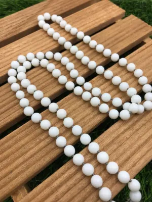 Natural White Agate 6mm 108 Mala Beads, Spiritual, Meditation Beads, Reiki, Japa Mala, Buddhist Prayer Beads, Yoga Bracelet, healing beads LKMALA-RRGU-2730, 34 inch