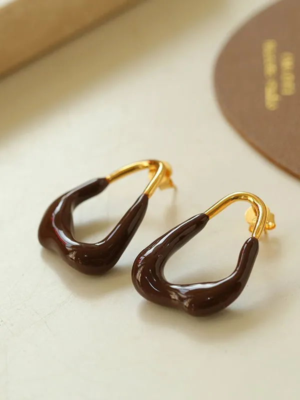 Niche Geometric Irregular Enamel Glazes Earrings