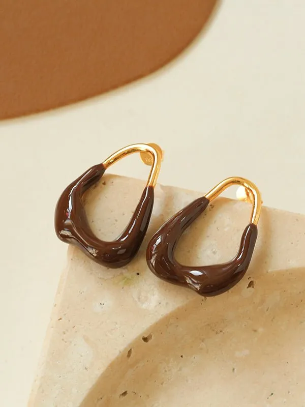 Niche Geometric Irregular Enamel Glazes Earrings