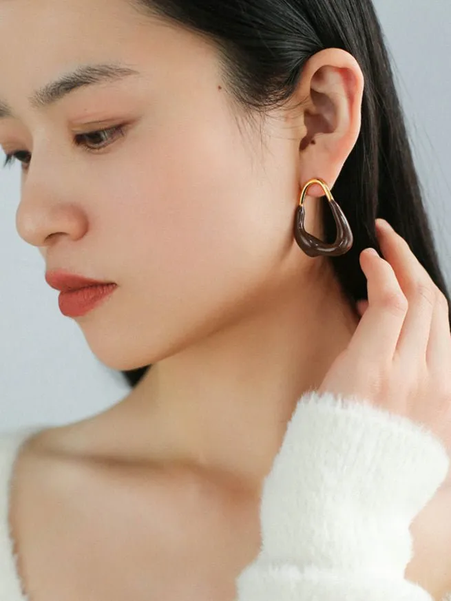 Niche Geometric Irregular Enamel Glazes Earrings