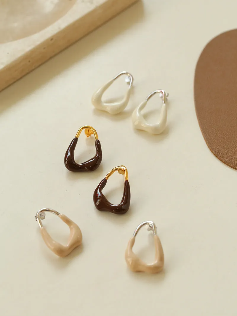 Niche Geometric Irregular Enamel Glazes Earrings