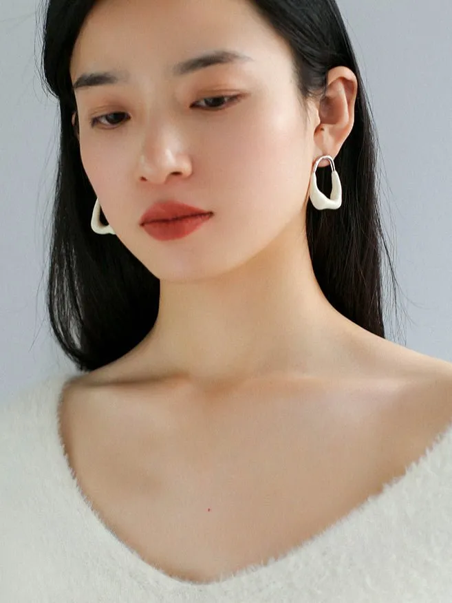 Niche Geometric Irregular Enamel Glazes Earrings