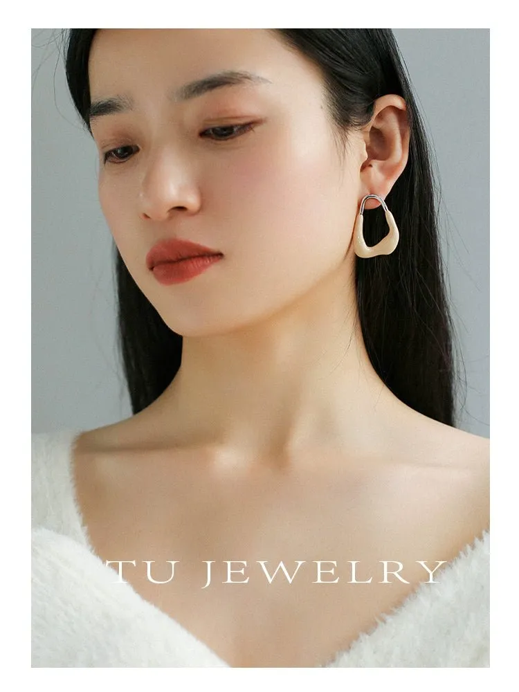 Niche Geometric Irregular Enamel Glazes Earrings