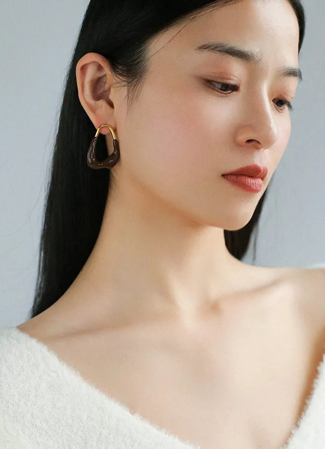 Niche Geometric Irregular Enamel Glazes Earrings