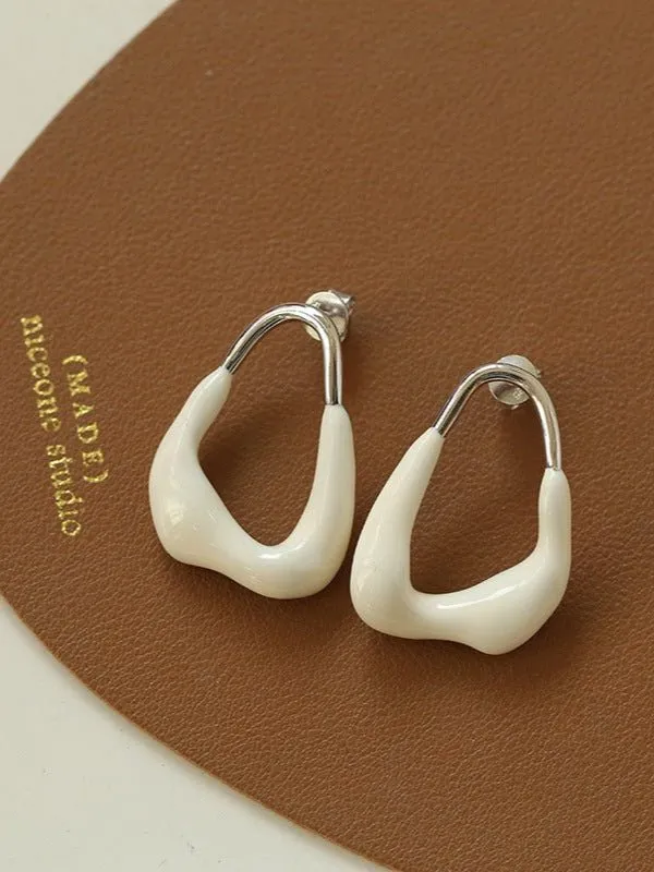 Niche Geometric Irregular Enamel Glazes Earrings