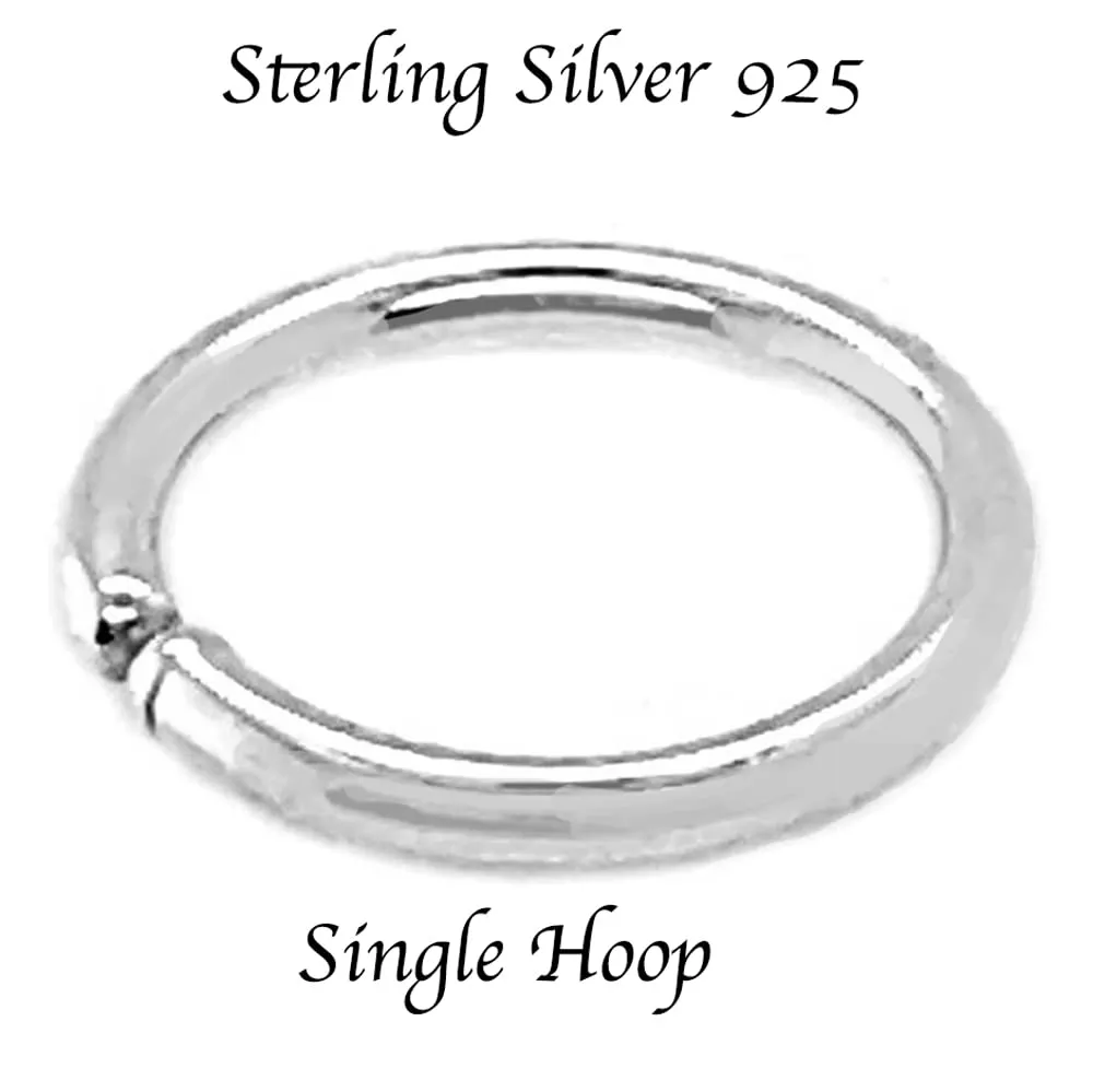 Nose Piercing Hoop Earrings Cartilage Septum Ear Helix Tragus Rings Multiple Hypoallergenic Thin Tiny Sold As One (9mm / 22 gauge, Sterling Silver 925)
