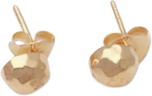 NOVICA Artisan Handmade Gold Plated Sterling Silver Stud Earrings Domed from Bali Indonesia Modern [0.2 in L x 0.2 in W x 0.2 in D] ' Hammered Domes'