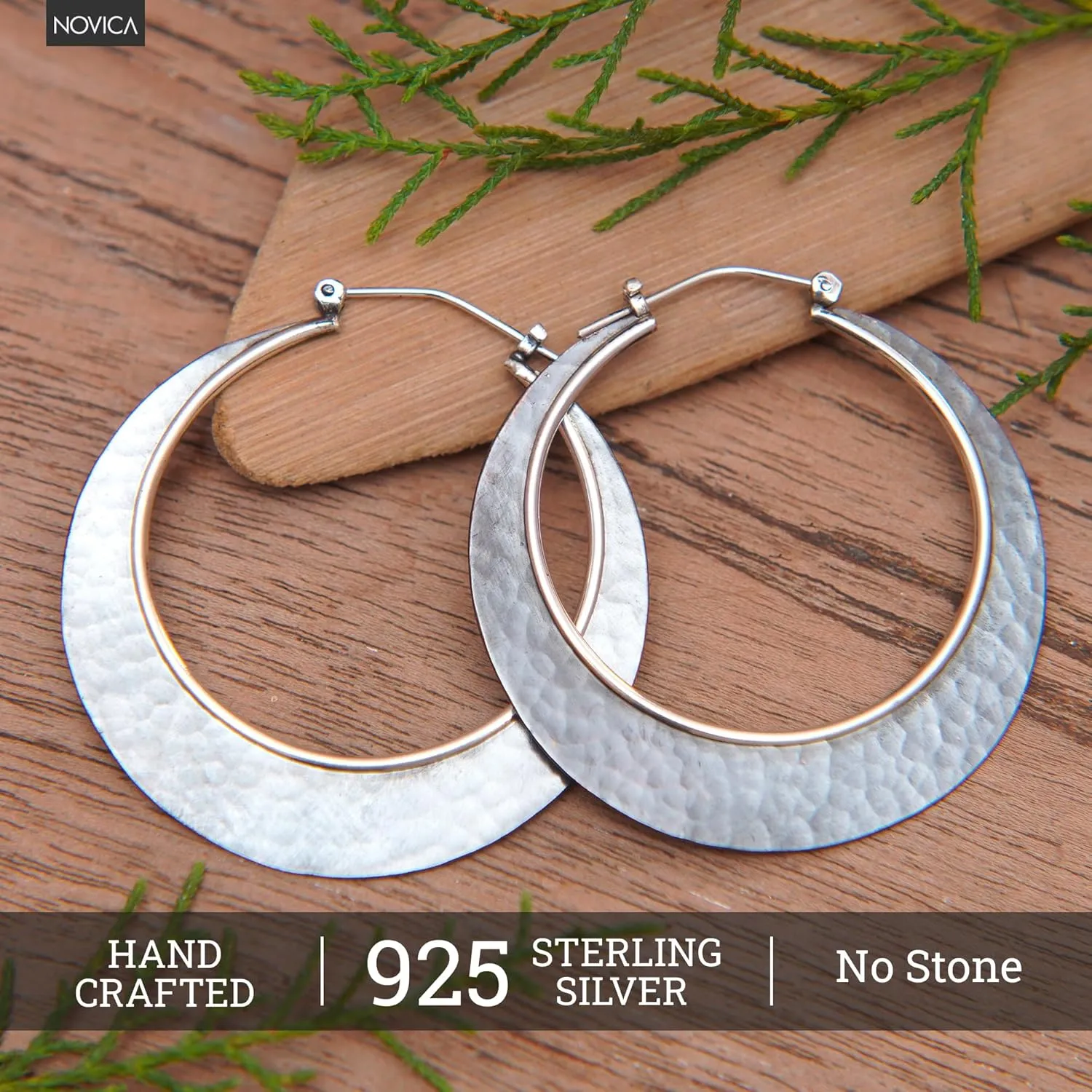 NOVICA Artisan Handmade Goldplated Hoop Earrings Hammered Round 22k from Bali Sterling Silver No Stone Indonesia Modern