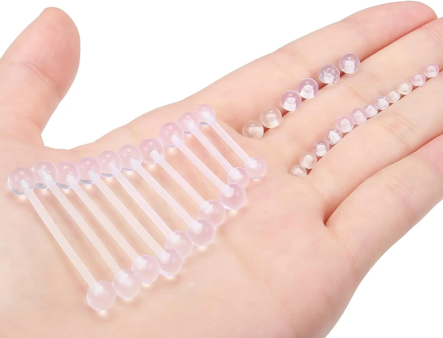 Ocptiy 14mm-38mm 14G Clear Plastic Nipple Tongue Ring Industrial Earrings for Surgery Pregnancy Belly Button Ring Bioflex Flexible Acrylic Straight Barbells Piercing Jewelry Retainer for Work Sport