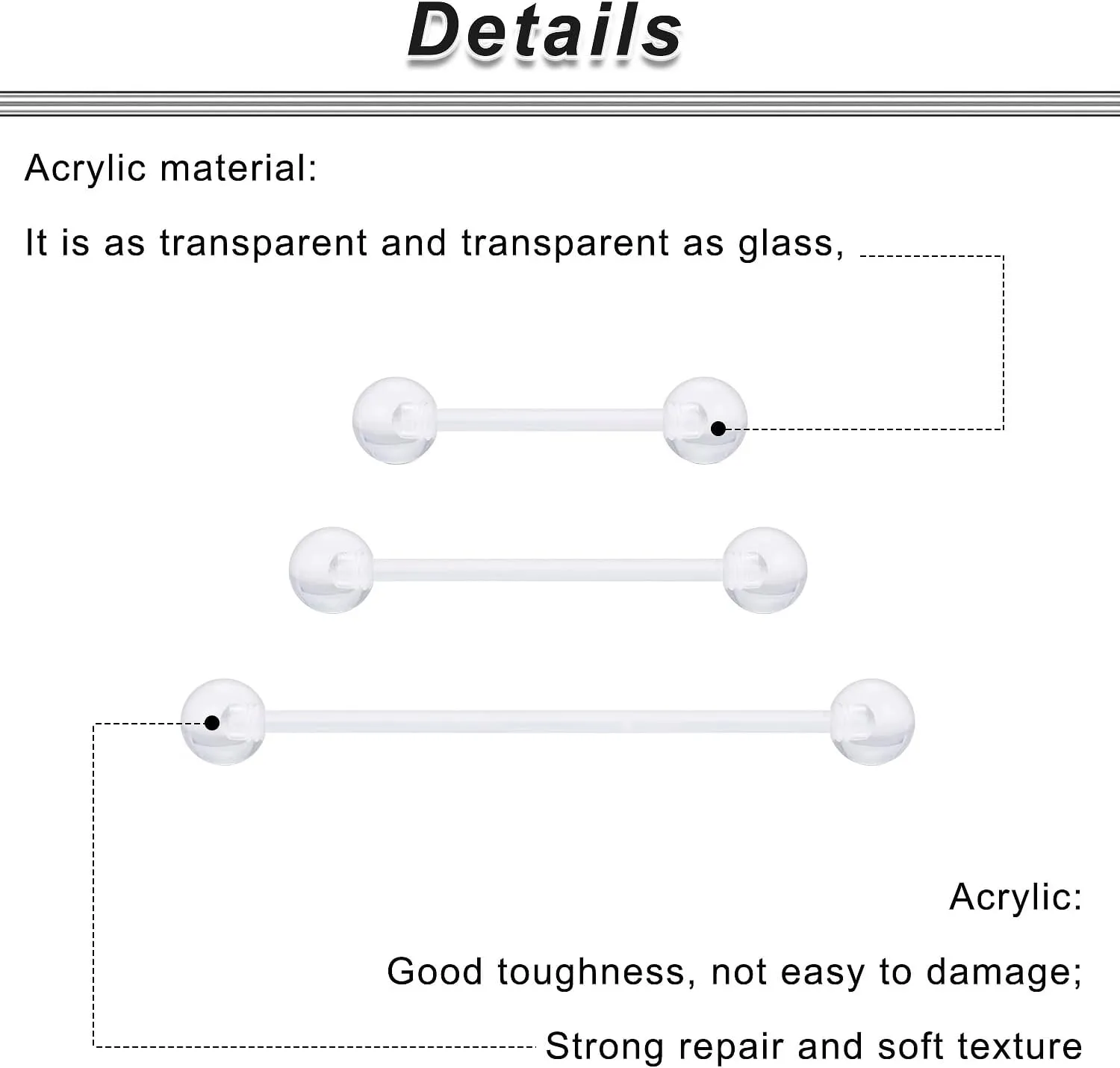 Ocptiy 14mm-38mm 14G Clear Plastic Nipple Tongue Ring Industrial Earrings for Surgery Pregnancy Belly Button Ring Bioflex Flexible Acrylic Straight Barbells Piercing Jewelry Retainer for Work Sport