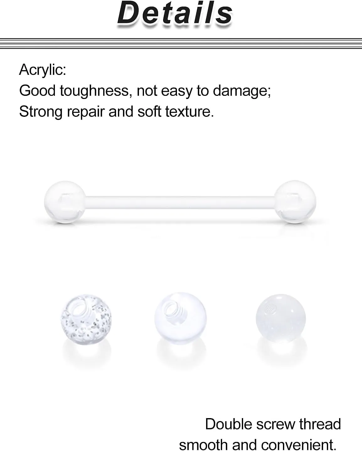 Ocptiy 14mm-38mm 14G Clear Plastic Nipple Tongue Ring Industrial Earrings for Surgery Pregnancy Belly Button Ring Bioflex Flexible Acrylic Straight Barbells Piercing Jewelry Retainer for Work Sport