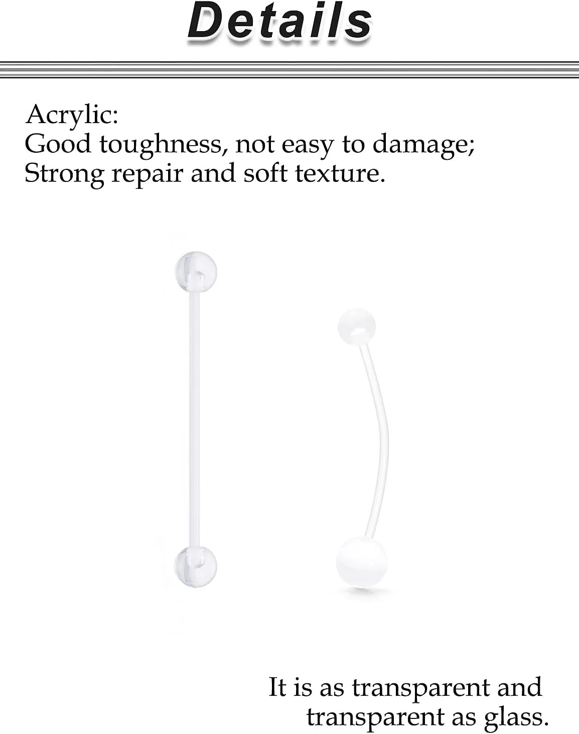 Ocptiy 14mm-38mm 14G Clear Plastic Nipple Tongue Ring Industrial Earrings for Surgery Pregnancy Belly Button Ring Bioflex Flexible Acrylic Straight Barbells Piercing Jewelry Retainer for Work Sport
