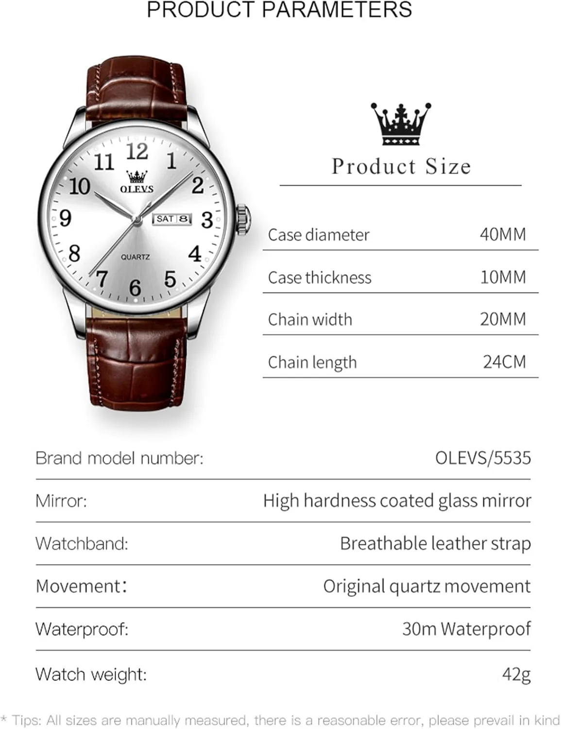 OLEVS Men's Watch,Classic Silver Watches for Men, Waterproof Stainless Steel Roman Numbers Men's Watch Easy to Read