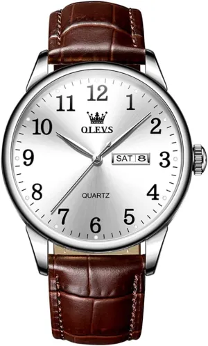 OLEVS Men's Watch,Classic Silver Watches for Men, Waterproof Stainless Steel Roman Numbers Men's Watch Easy to Read