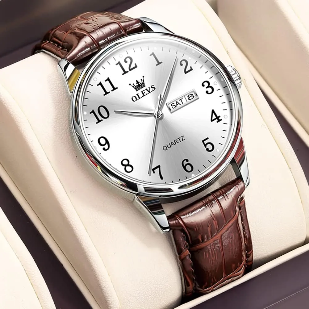 OLEVS Men's Watch,Classic Silver Watches for Men, Waterproof Stainless Steel Roman Numbers Men's Watch Easy to Read