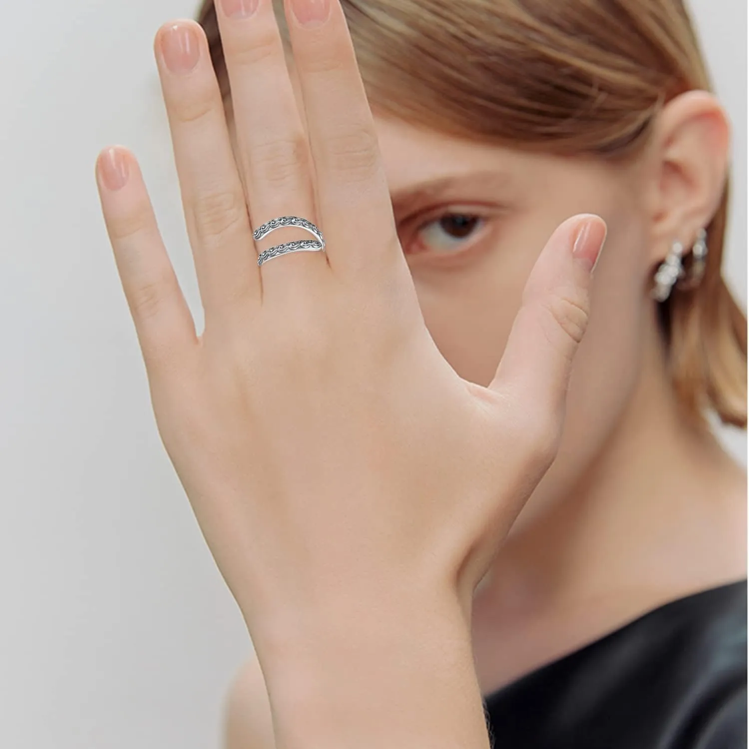 Open Ring for Women Sterling Silver Thumb Ring Spoon Ring for Women