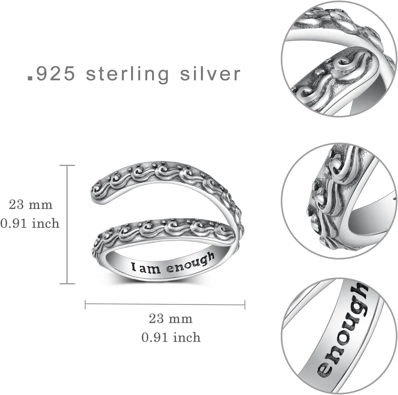 Open Ring for Women Sterling Silver Thumb Ring Spoon Ring for Women
