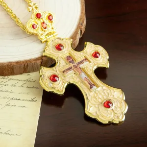 Orthodox Cross Pendant,Russian Orthodox Cross Pendant,Religious Orthodox Prayer Jewelry for Men Women (White)