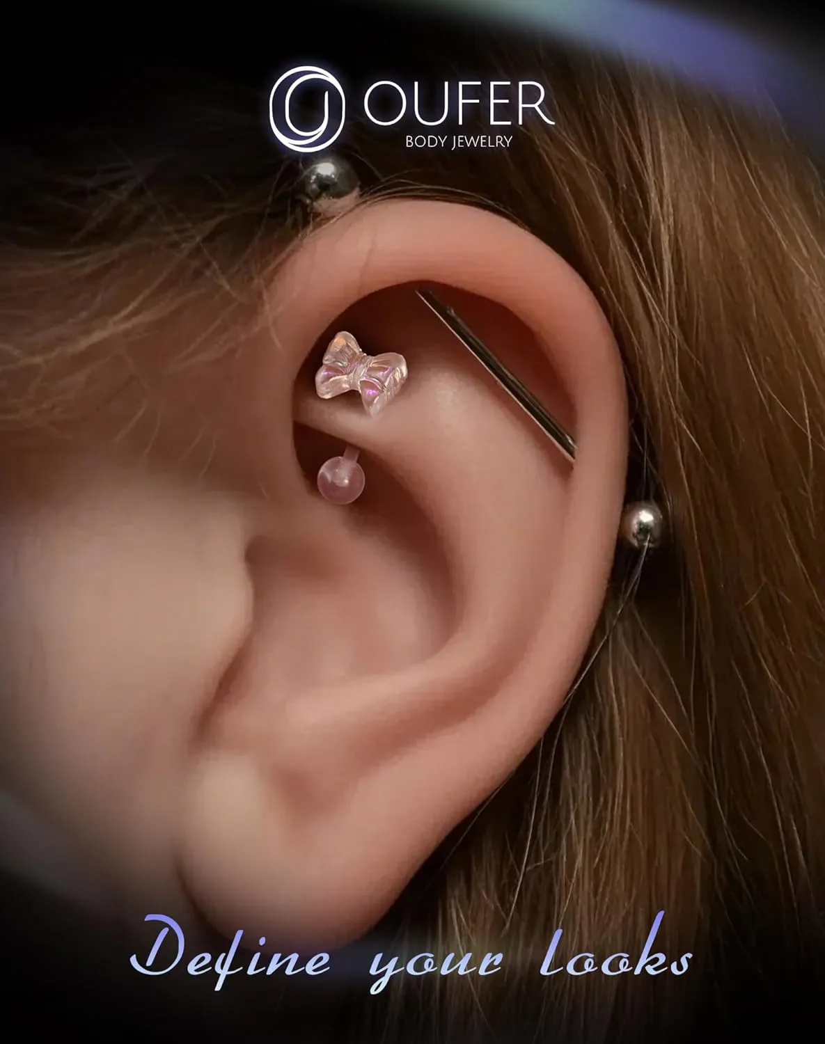 OUFER 3PCS Rook Piercing Jewelry, Plastic Piercings for Surgery, Clear Eyebrow Piercing Jewelry, 16G Eyebrow Rings, Clear Plastic Tragus Daith Rook Earrings for Work